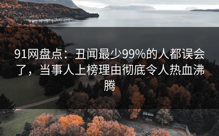 91网盘点：丑闻最少99%的人都误会了，当事人上榜理由彻底令人热血沸腾