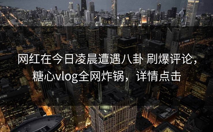 网红在今日凌晨遭遇八卦 刷爆评论,糖心vlog全网炸锅,详情点击